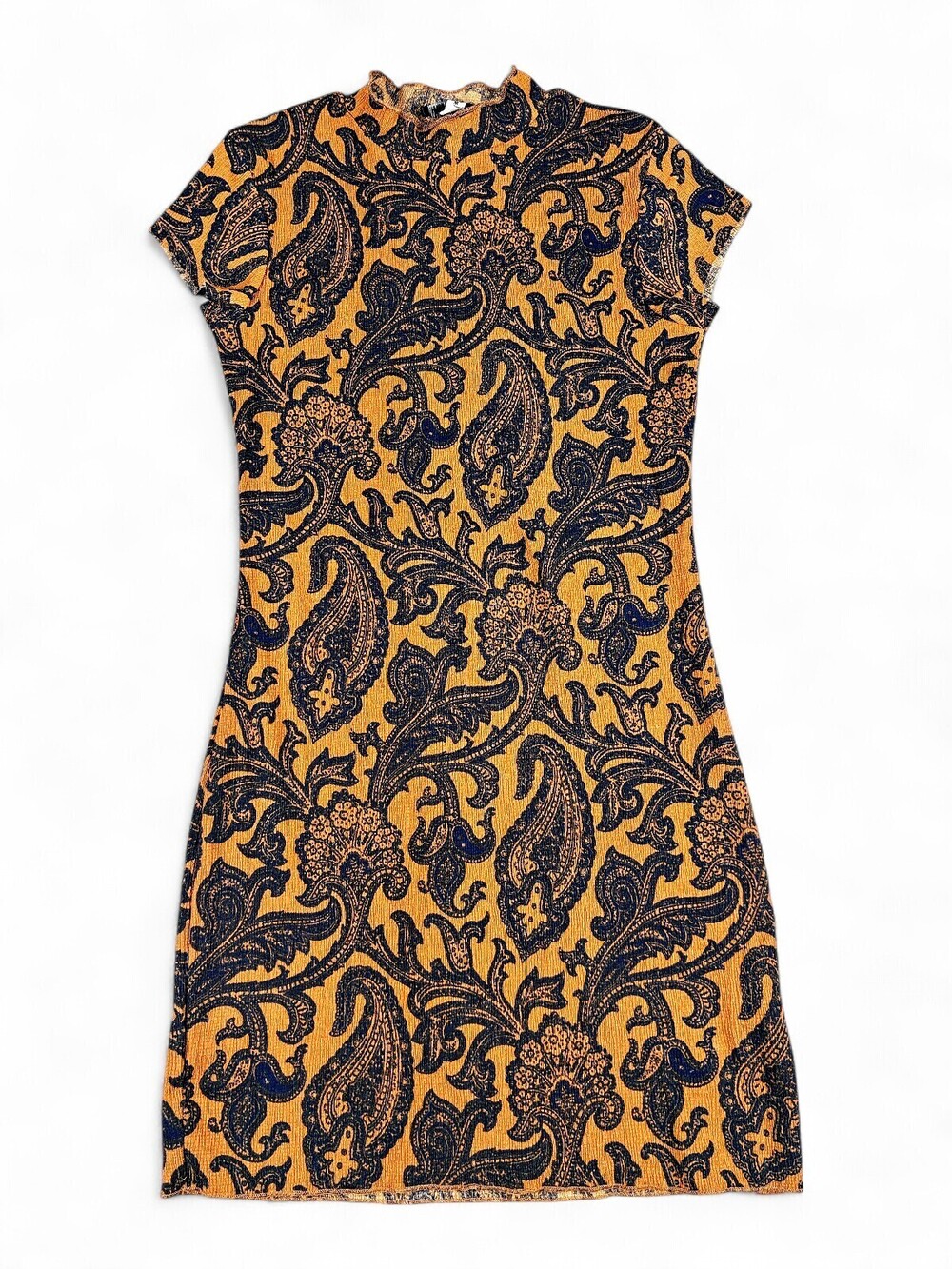 Urban Outfitters Paisley Ribbed Mock-Neck Mini Dress M